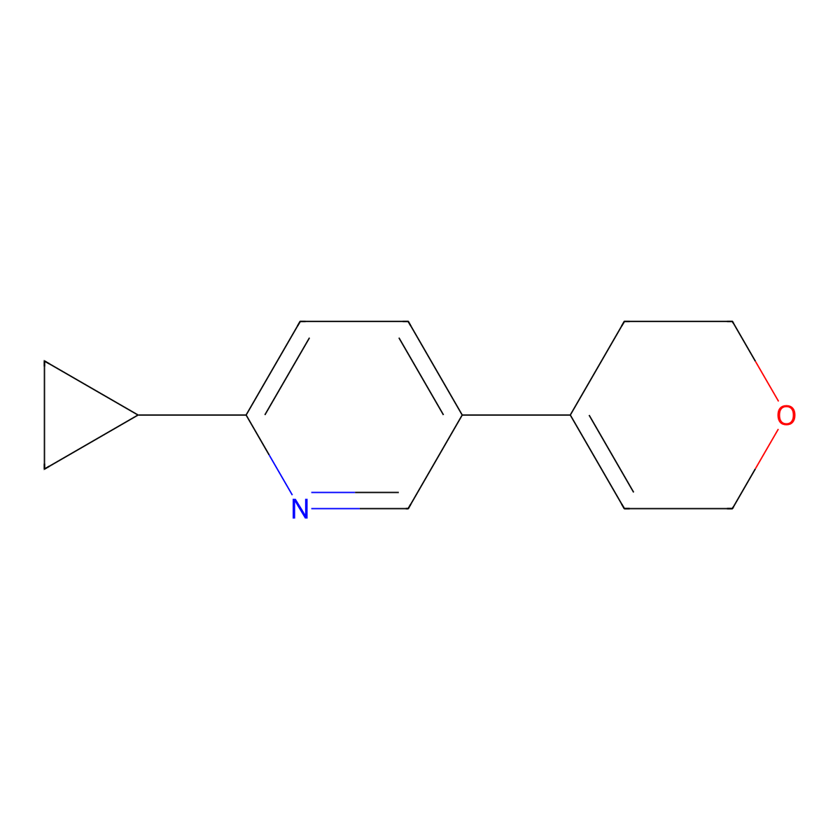 2-cyclopropyl-5-(3,6-dihydro-2H-pyran-4-yl)pyridine molecular structure, CAS 2168634-96-4