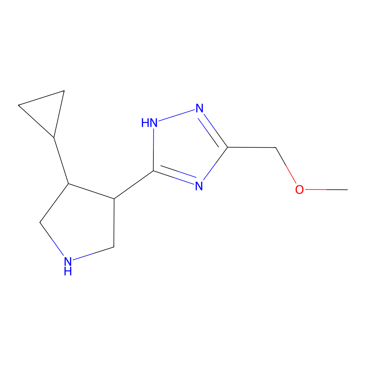5-(4-cyclopropylpyrrolidin-3-yl)-3-(methoxymethyl)-1H-1,2,4-triazole molecular structure, CAS 2168642-38-2