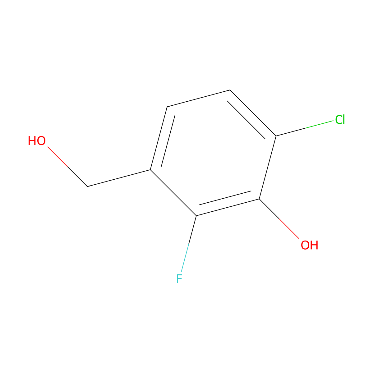 6-Chloro-2-fluoro-3-(hydroxymethyl)phenol molecular structure, CAS 2168646-92-0