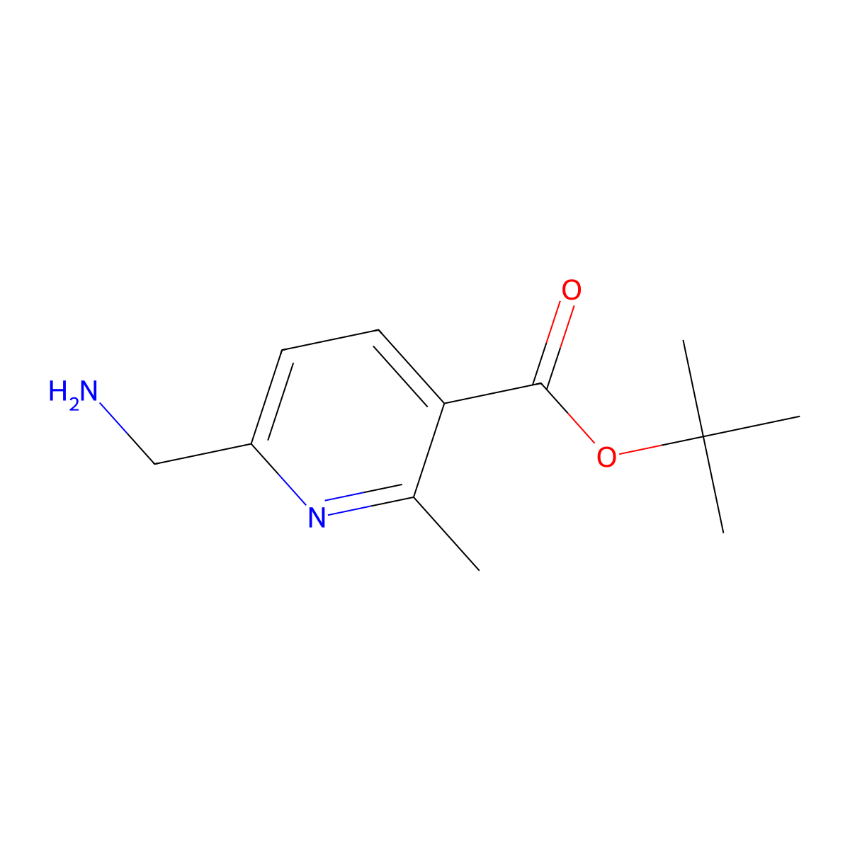 Tert-butyl 6-(aminomethyl)-2-methylpyridine-3-carboxylate molecular structure, CAS 2168647-26-3
