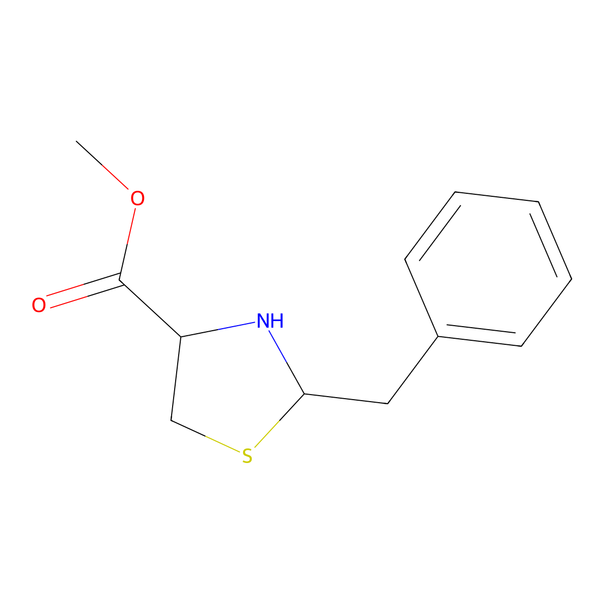 Methyl 2-benzyl-1,3-thiazolidine-4-carboxylate molecular structure, CAS 2168649-51-0