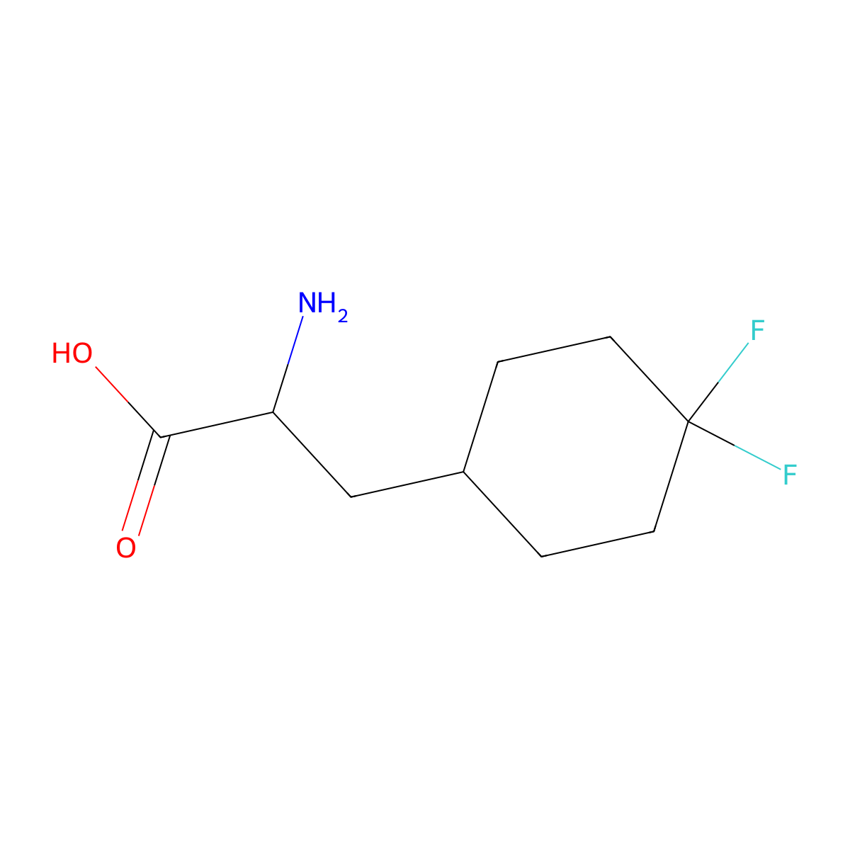 2-Amino-3-(4,4-difluorocyclohexyl)propanoic acid molecular structure, CAS 2168655-05-6