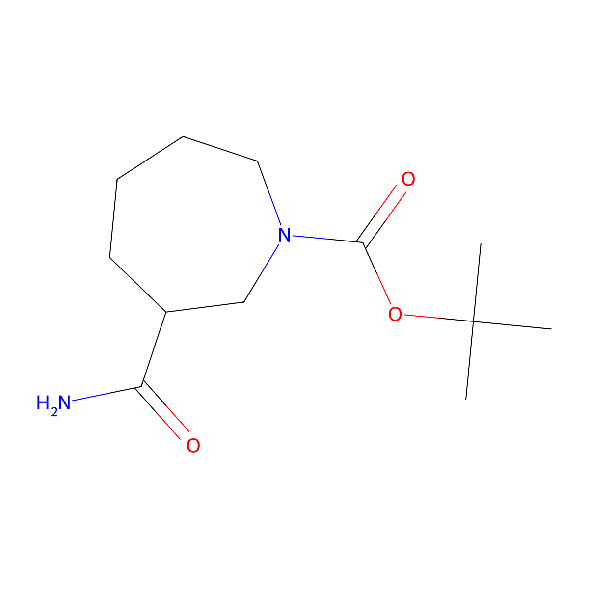 Tert-butyl 3-carbamoylazepane-1-carboxylate molecular structure, CAS 2168663-17-8