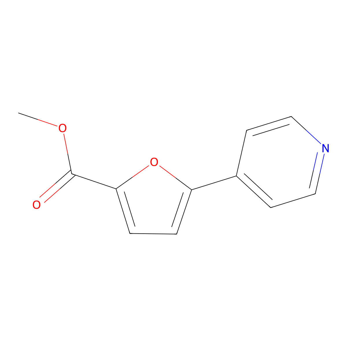 Methyl 5-(pyridin-4-yl)furan-2-carboxylate molecular structure, CAS 216867-36-6
