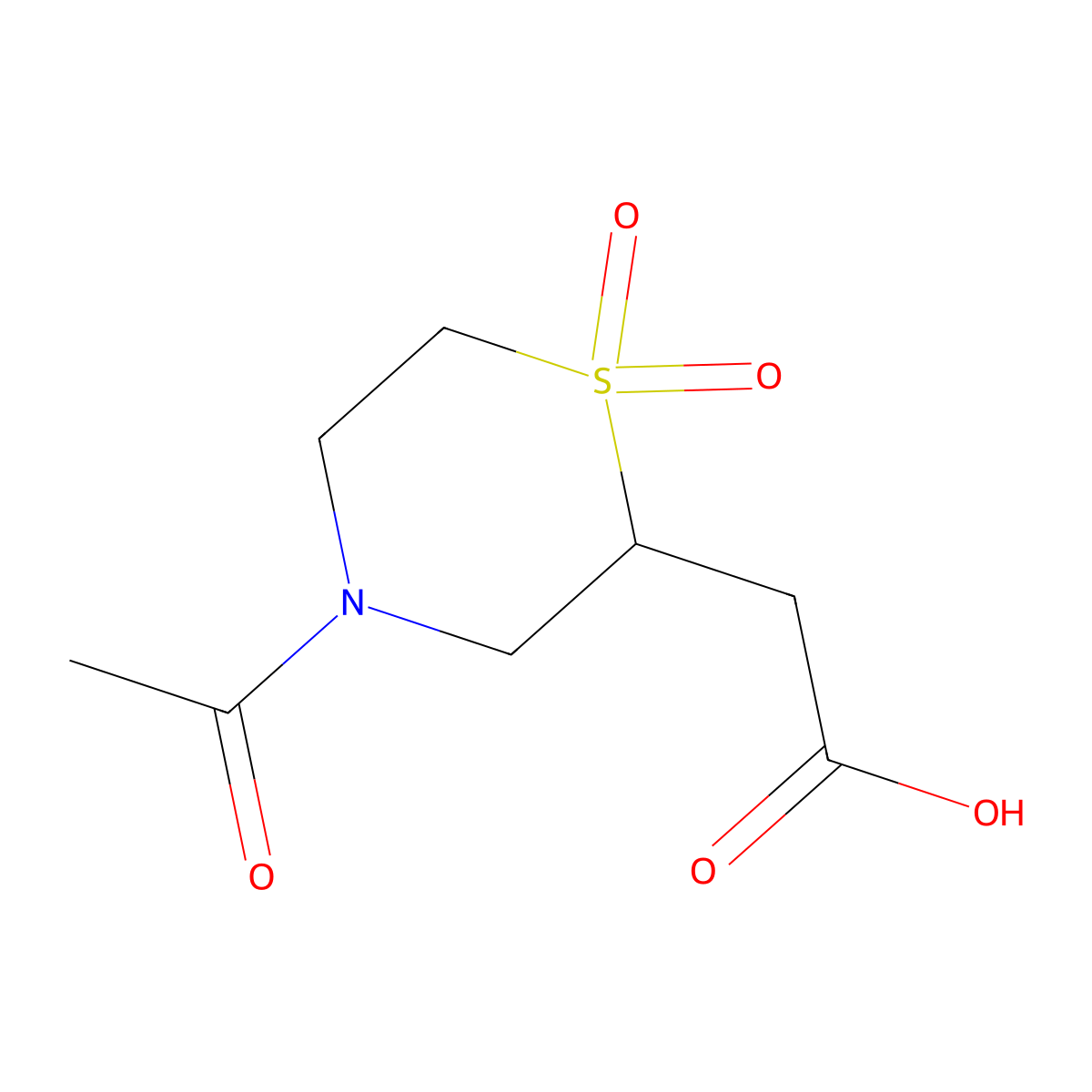 2-(4-Acetyl-1,1-dioxo-1lambda6-thiomorpholin-2-yl)acetic acid molecular structure, CAS 2168676-21-7