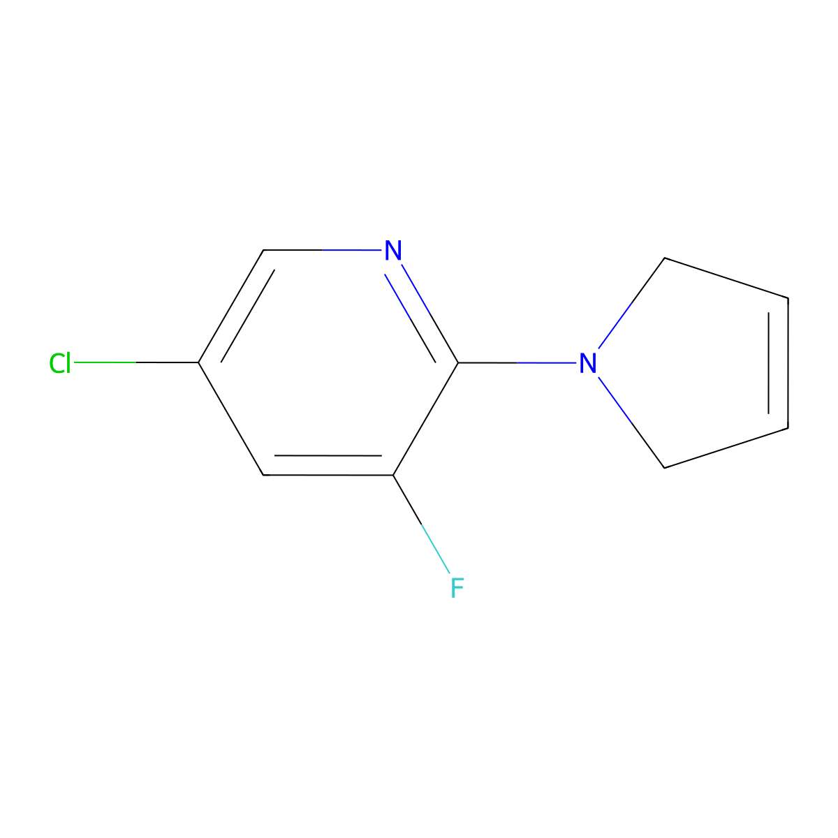 5-chloro-2-(2,5-dihydro-1H-pyrrol-1-yl)-3-fluoropyridine molecular structure, CAS 2168678-21-3