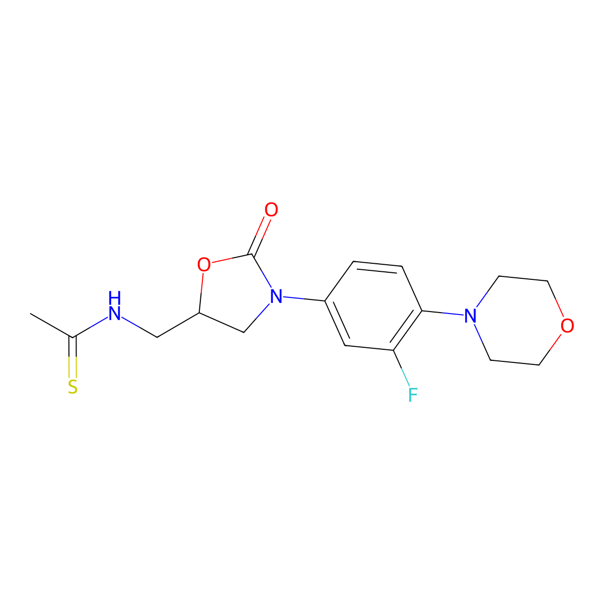(S)-N-((3-(3-Fluoro-4-morpholinophenyl)-2-oxooxazolidin-5-yl)methyl)ethanethioamide molecular structure, CAS 216868-57-4
