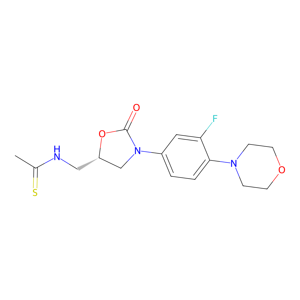 (S)-N-((3-(3-Fluoro-4-morpholinophenyl)-2-oxooxazolidin-5-yl)methyl)ethanethioamide molecular structure, CAS 216868-57-4