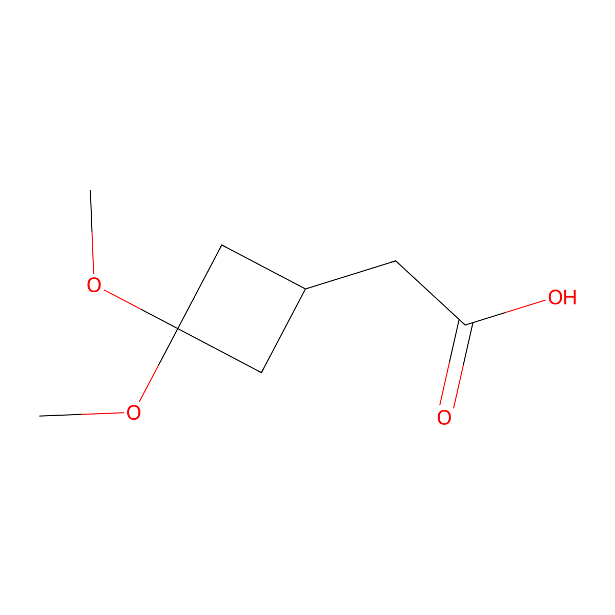 2-(3,3-Dimethoxycyclobutyl)acetic acid molecular structure, CAS 2168684-27-1