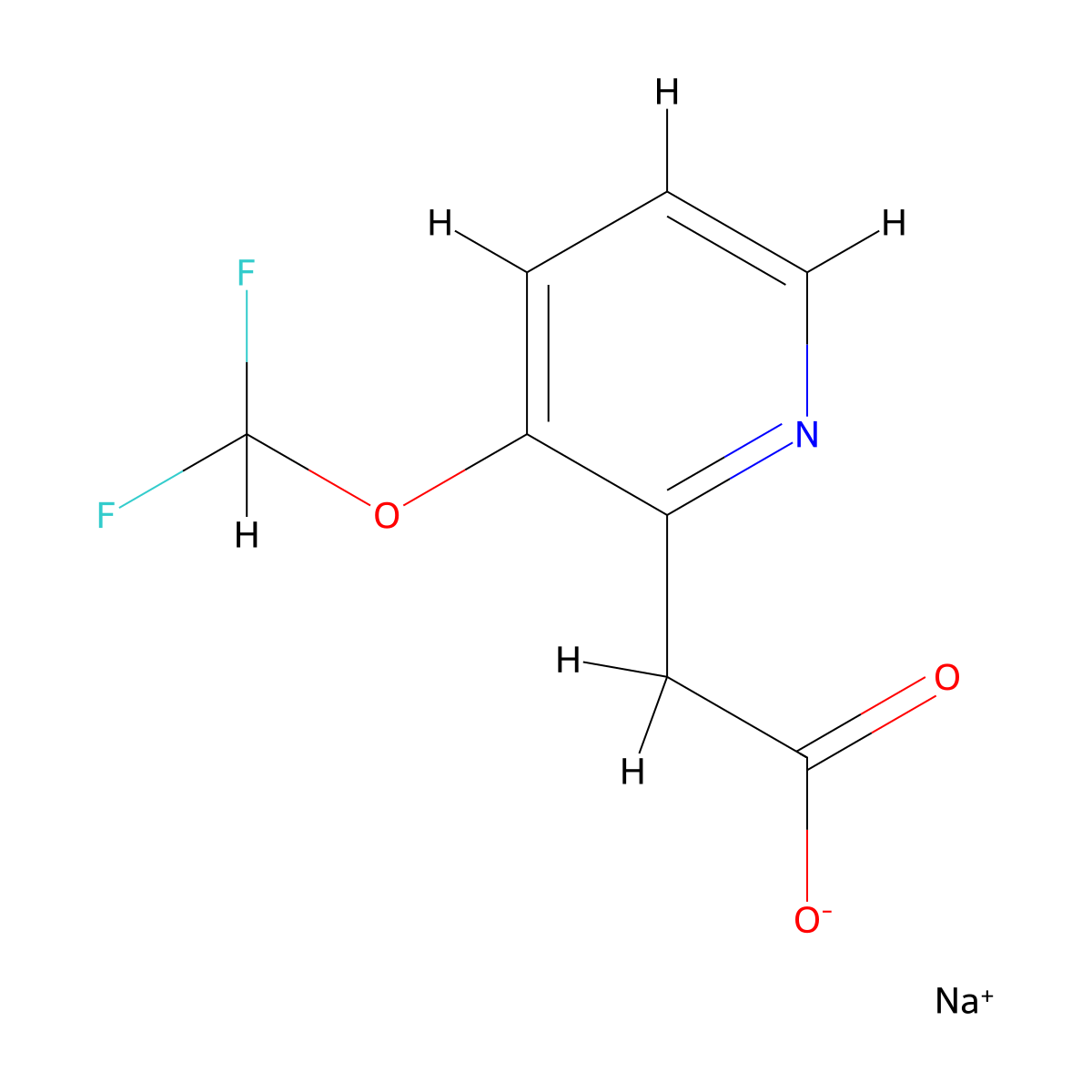 Sodium 2-[3-(difluoromethoxy)pyridin-2-yl]acetate molecular structure, CAS 2168684-50-0