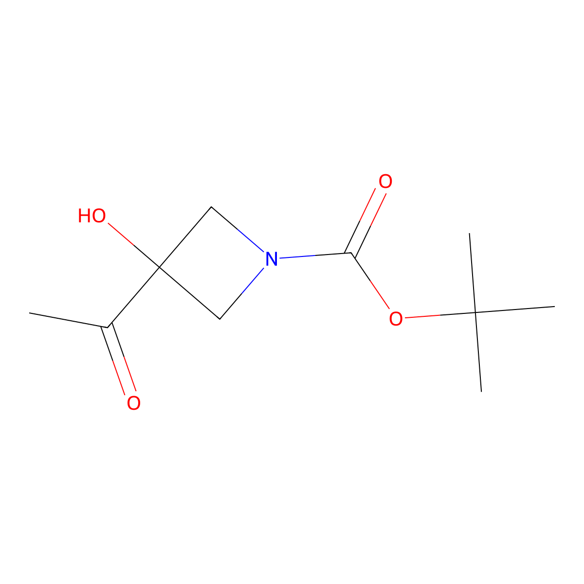 Tert-butyl 3-acetyl-3-hydroxyazetidine-1-carboxylate molecular structure, CAS 2168686-62-0