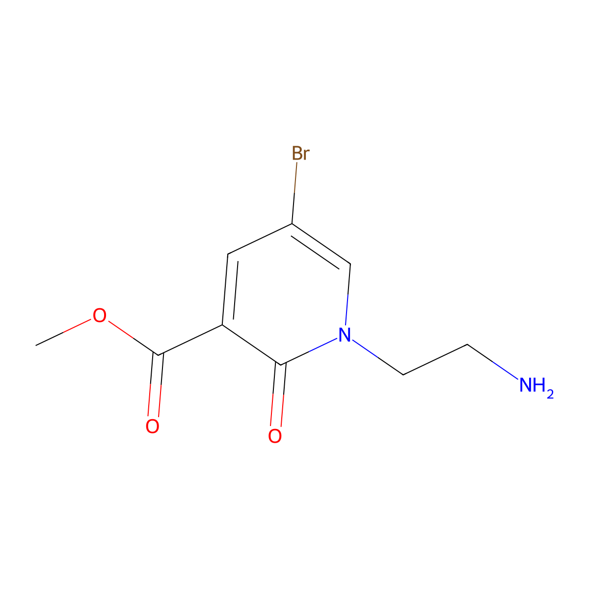 Methyl 1-(2-aminoethyl)-5-bromo-2-oxo-1,2-dihydropyridine-3-carboxylate molecular structure, CAS 2168686-77-7