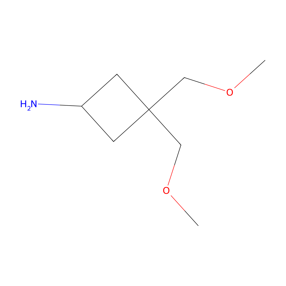 3,3-Bis(methoxymethyl)cyclobutan-1-amine molecular structure, CAS 2168693-38-5
