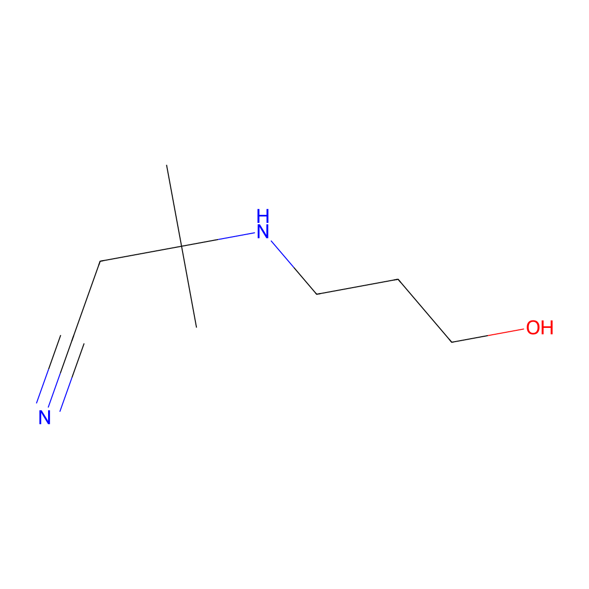 3-(3-Hydroxypropylamino)-3-methylbutanenitrile molecular structure, CAS 2168699-45-2
