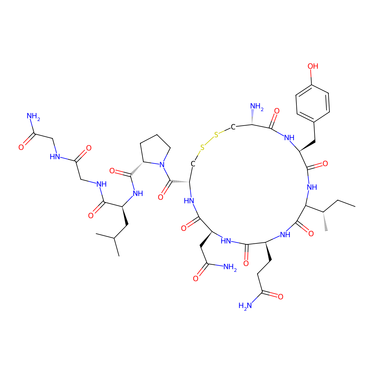 oxytocin, GlyNH2(10)- molecular structure, CAS 21687-84-3