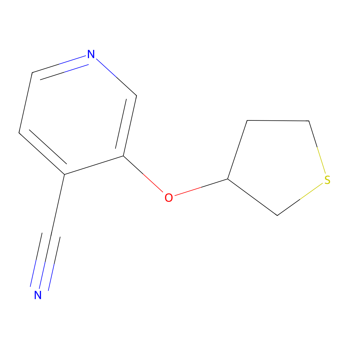 3-(Thiolan-3-yloxy)pyridine-4-carbonitrile molecular structure, CAS 2168702-96-1