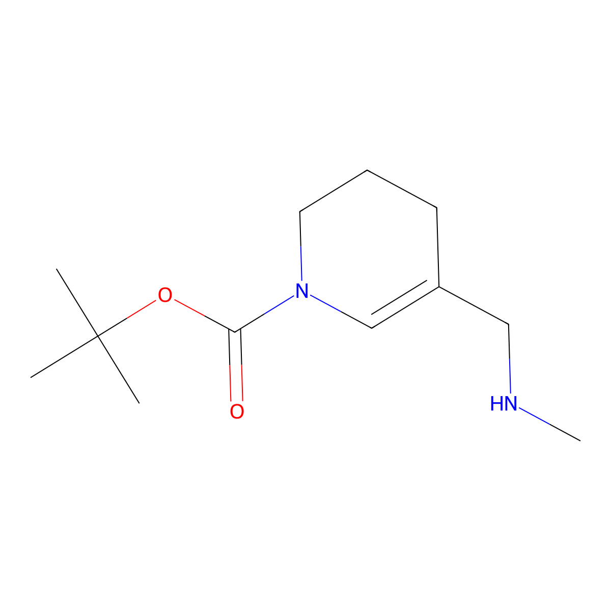 Tert-butyl 5-[(methylamino)methyl]-1,2,3,4-tetrahydropyridine-1-carboxylate molecular structure, CAS 2168709-72-4