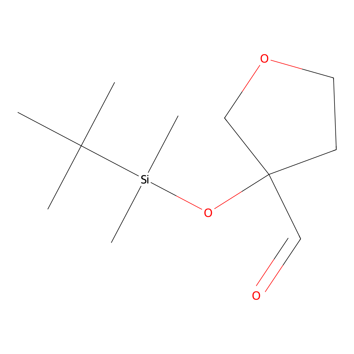 3-[(Tert-butyldimethylsilyl)oxy]oxolane-3-carbaldehyde molecular structure, CAS 2168724-86-3
