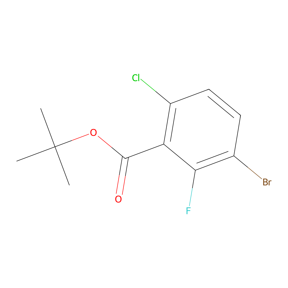 Tert-butyl 3-bromo-6-chloro-2-fluorobenzoate molecular structure, CAS 2168732-03-2