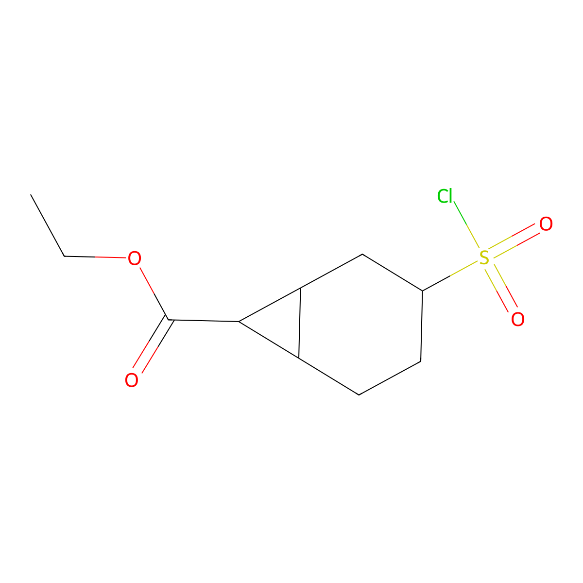Ethyl 3-(chlorosulfonyl)bicyclo[4.1.0]heptane-7-carboxylate molecular structure, CAS 2168734-12-9
