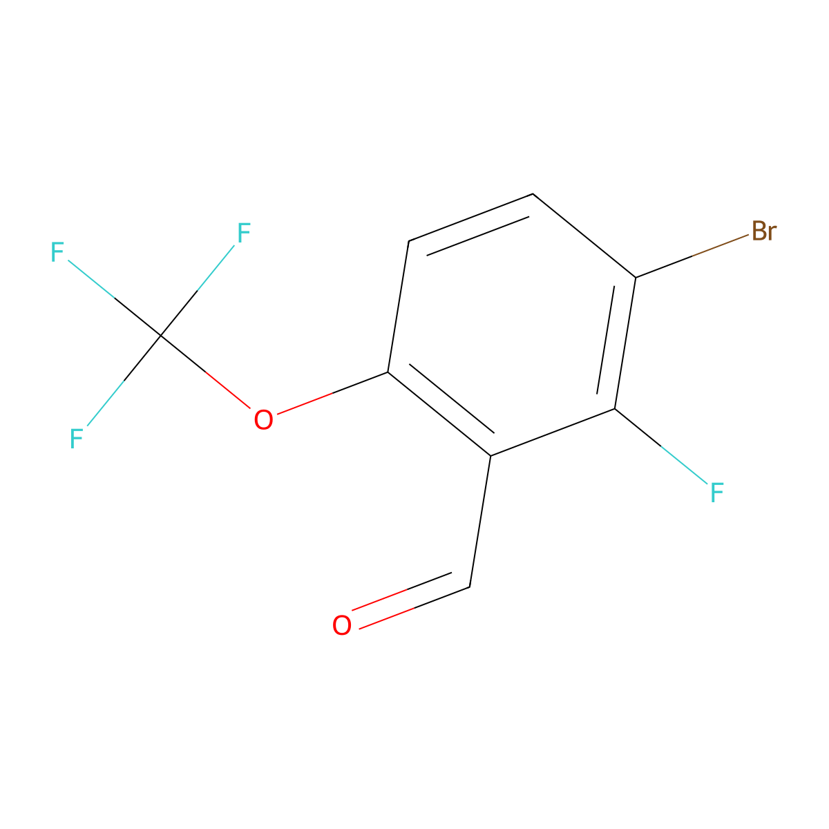 3-Bromo-2-fluoro-6-(trifluoromethoxy)benzaldehyde molecular structure, CAS 2168738-37-0