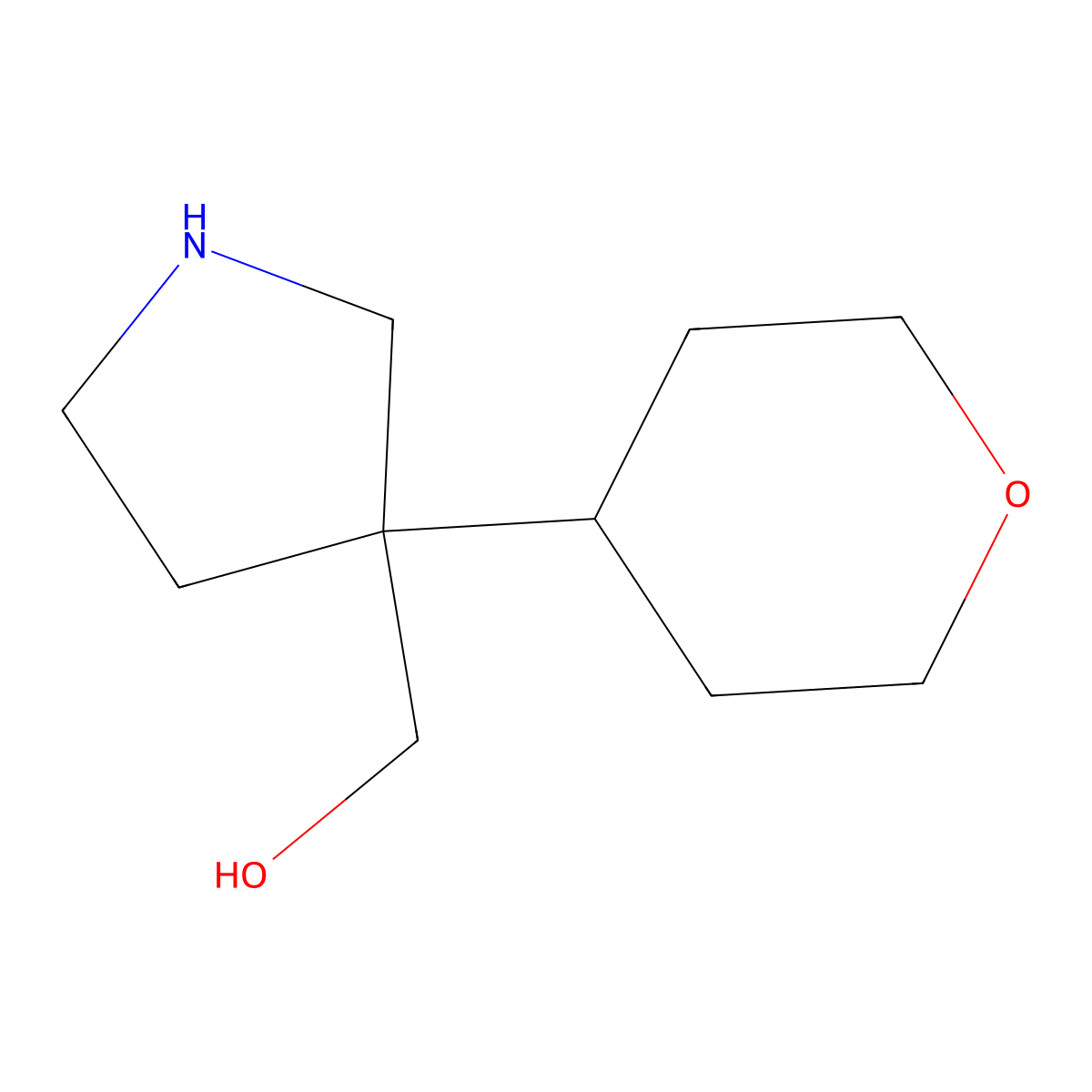 [3-(Oxan-4-yl)pyrrolidin-3-yl]methanol molecular structure, CAS 2168744-34-9