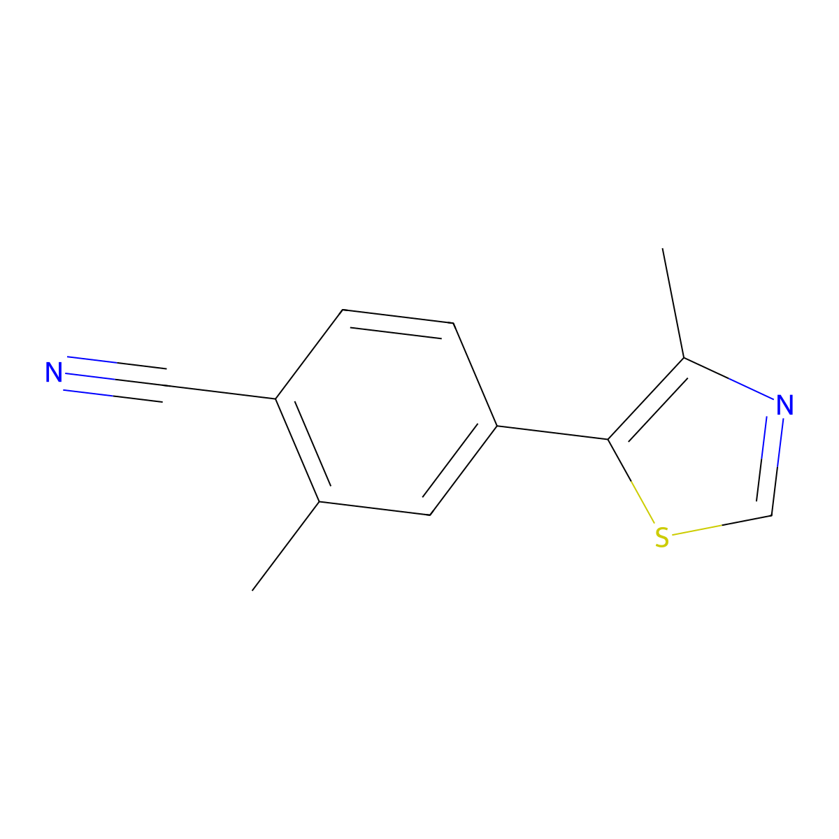 2-Methyl-4-(4-methylthiazol-5-yl)benzonitrile molecular structure, CAS 2168746-48-1