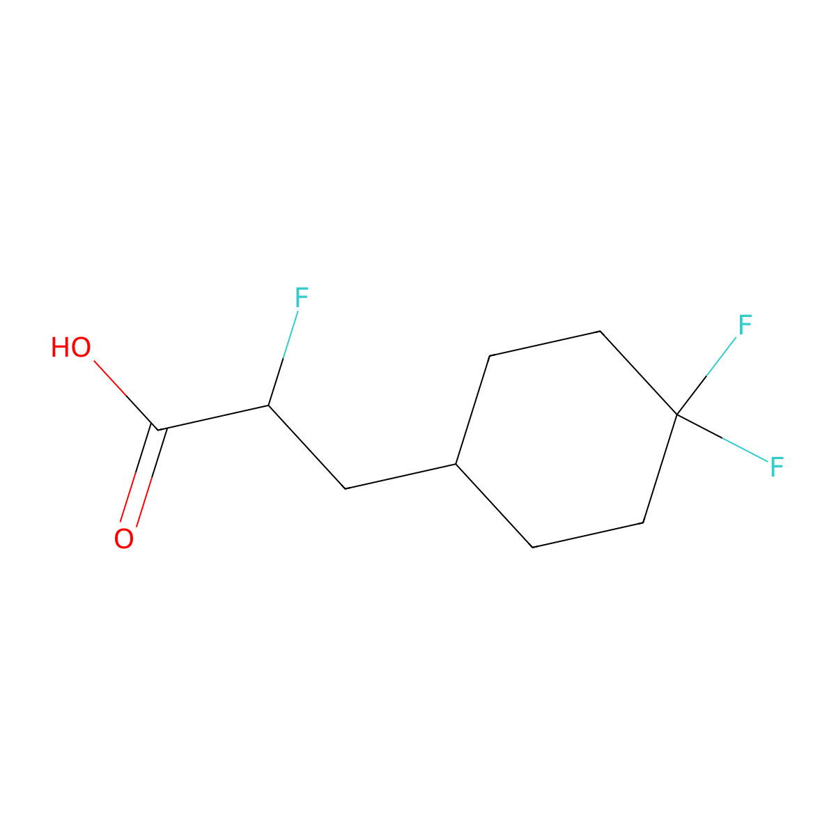 3-(4,4-Difluorocyclohexyl)-2-fluoropropanoic acid molecular structure, CAS 2168747-06-4