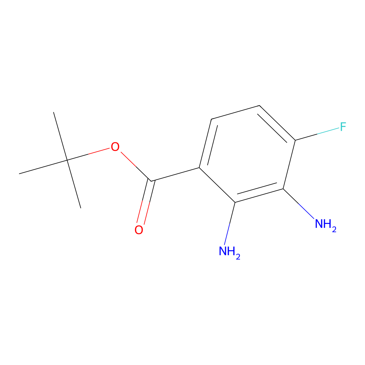 Tert-butyl 2,3-diamino-4-fluorobenzoate molecular structure, CAS 2168758-97-0