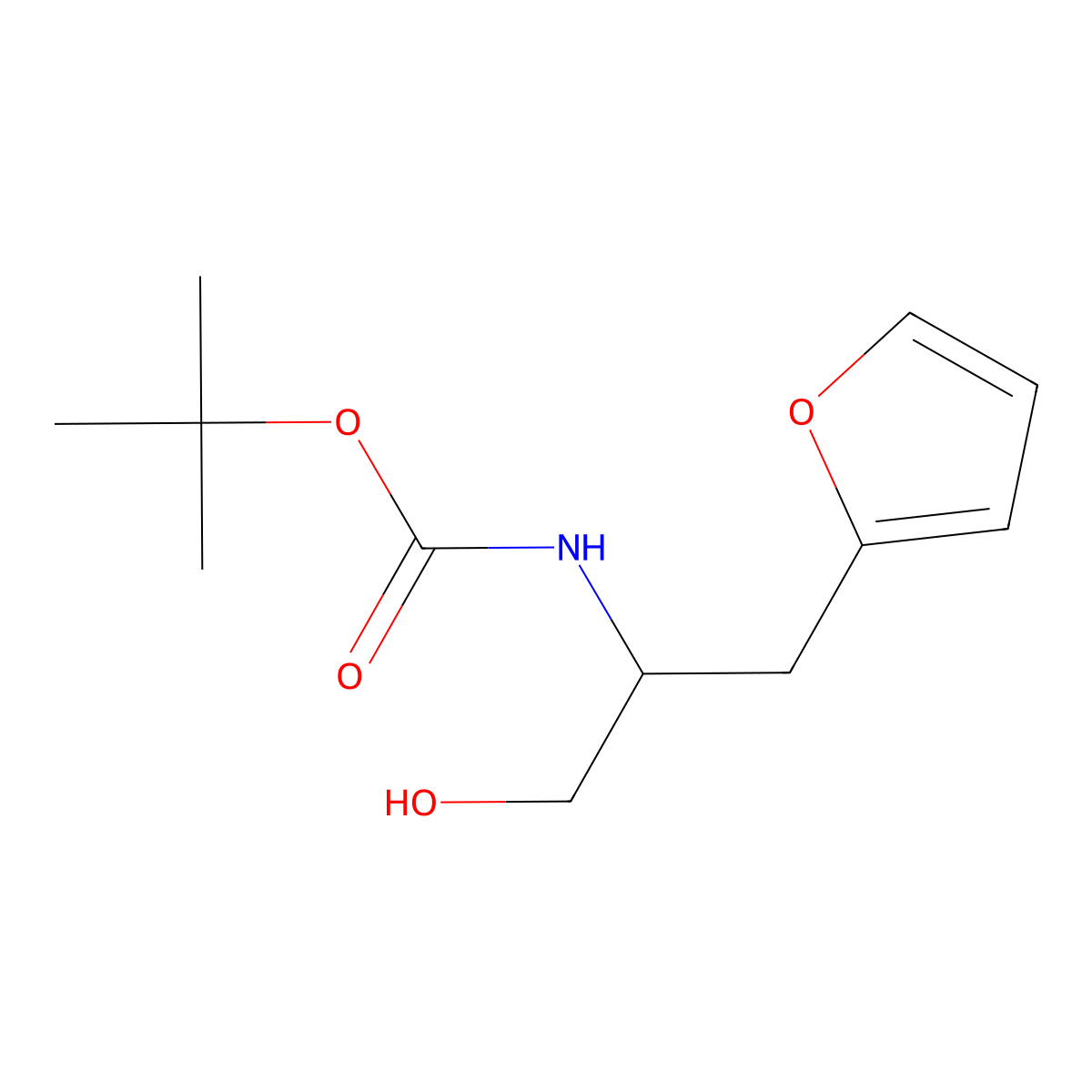 tert-butyl N-[1-(furan-2-yl)-3-hydroxypropan-2-yl]carbamate molecular structure, CAS 2168765-18-0