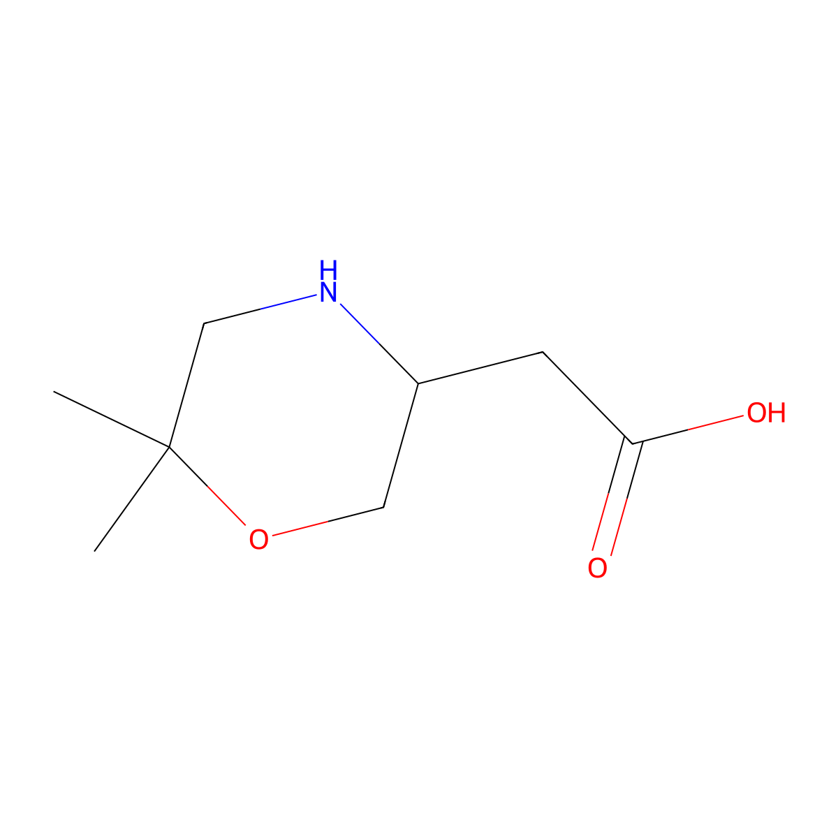 2-(6,6-Dimethylmorpholin-3-yl)acetic acid molecular structure, CAS 2168771-99-9