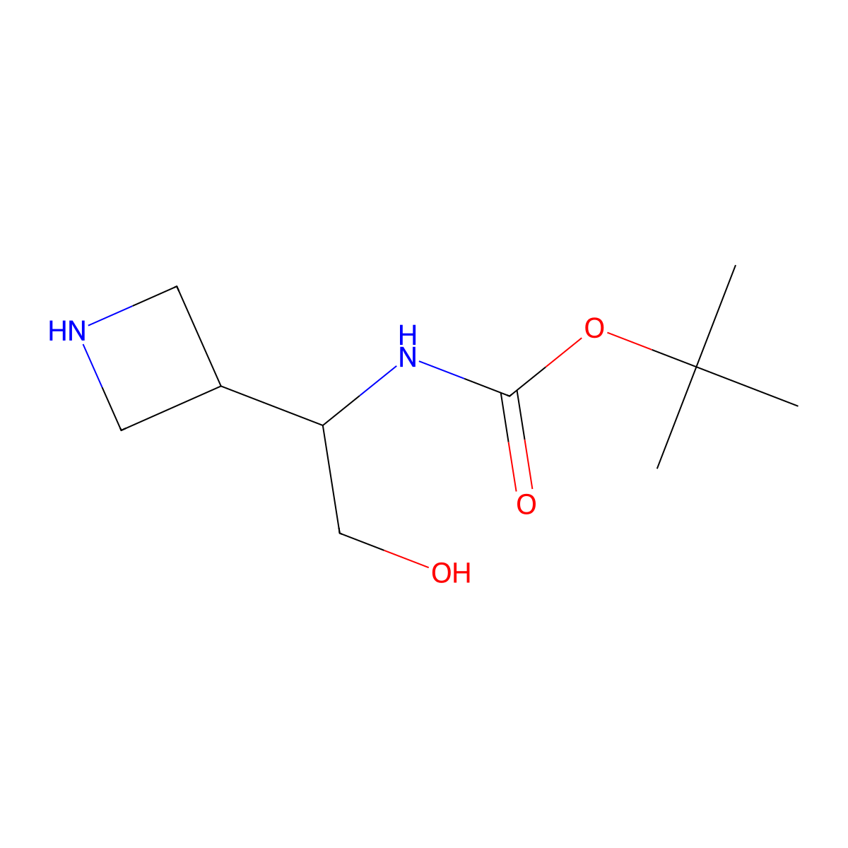 tert-butyl N-[1-(azetidin-3-yl)-2-hydroxyethyl]carbamate molecular structure, CAS 2168772-02-7