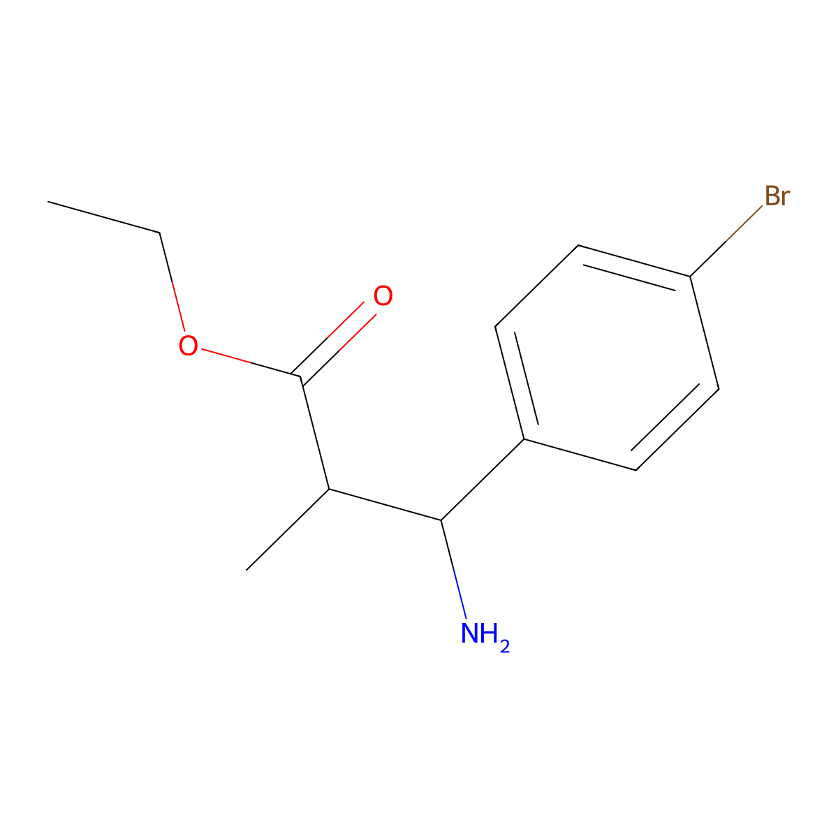 Ethyl 3-amino-3-(4-bromophenyl)-2-methylpropanoate molecular structure, CAS 2168772-65-2
