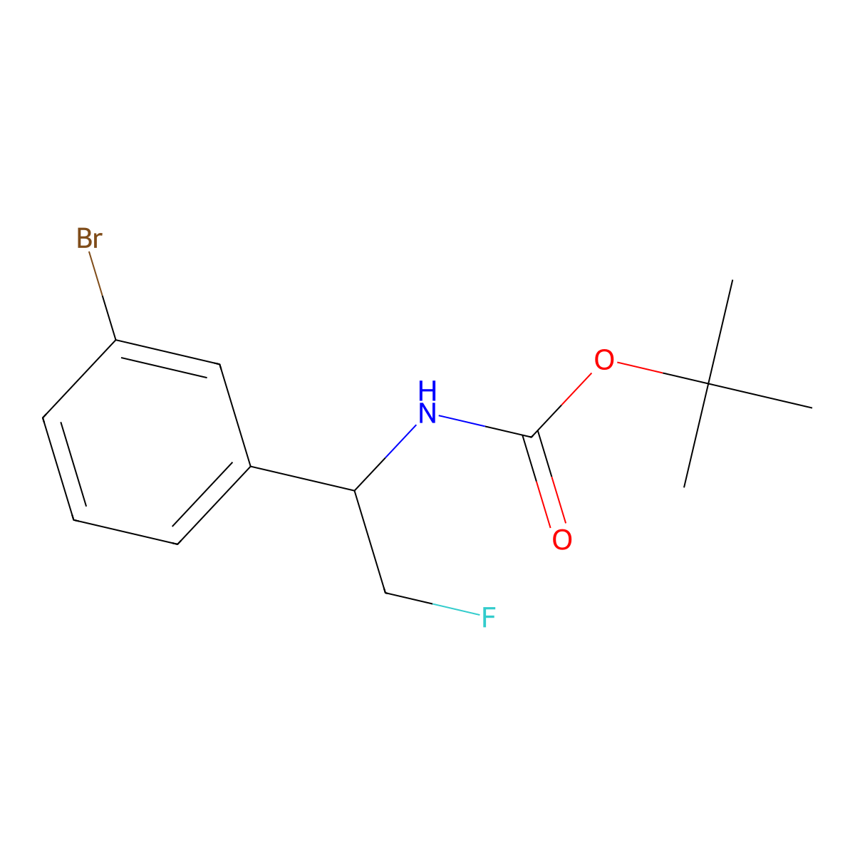 tert-butyl N-[1-(3-bromophenyl)-2-fluoroethyl]carbamate molecular structure, CAS 2168773-57-5
