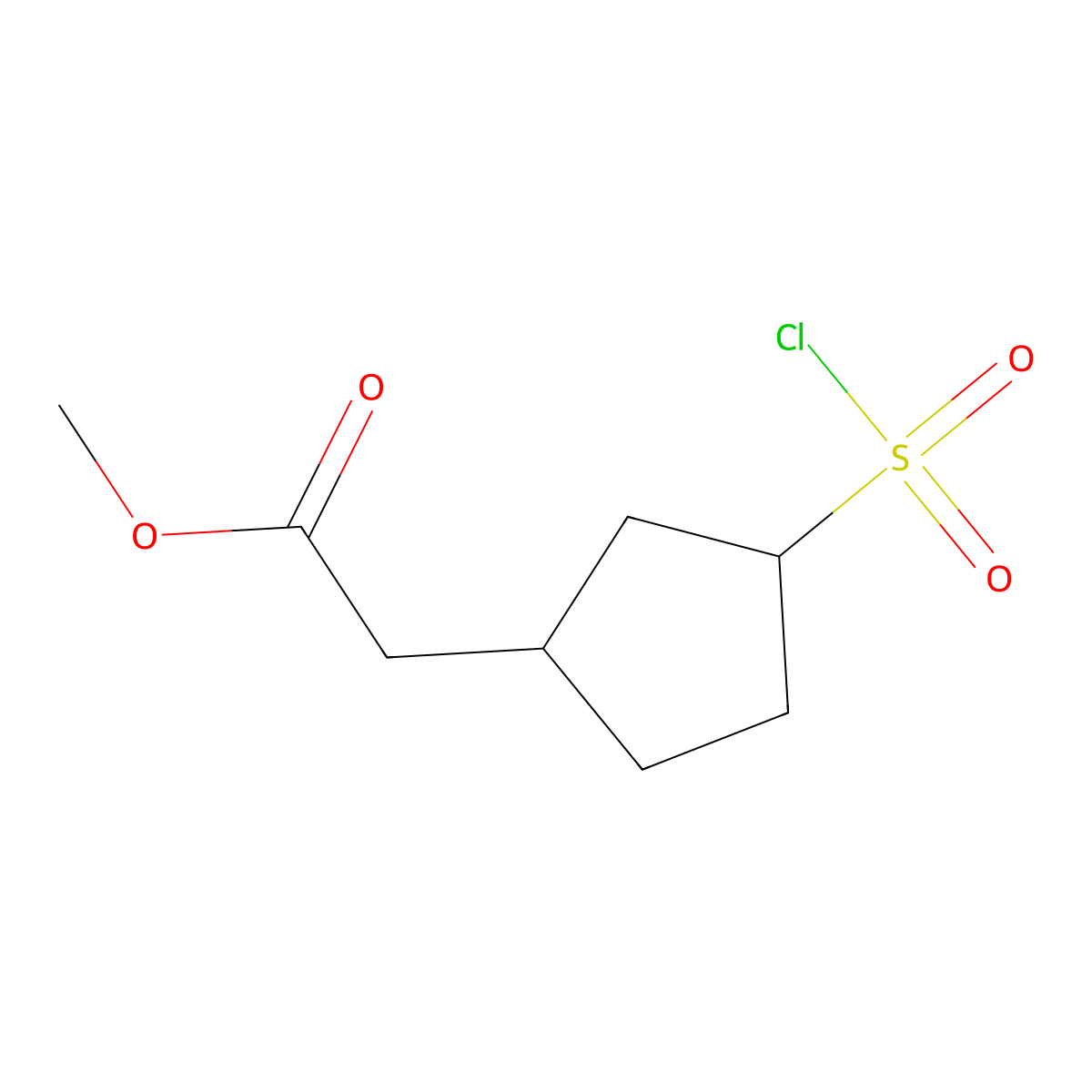 Methyl 2-(3-(chlorosulfonyl)cyclopentyl)acetate molecular structure, CAS 2168775-82-2