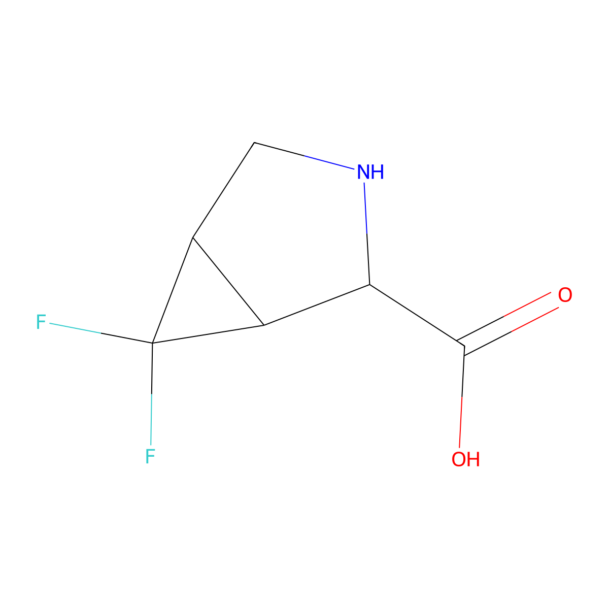 6,6-Difluoro-3-azabicyclo[3.1.0]hexane-2-carboxylic acid molecular structure, CAS 2168779-27-7