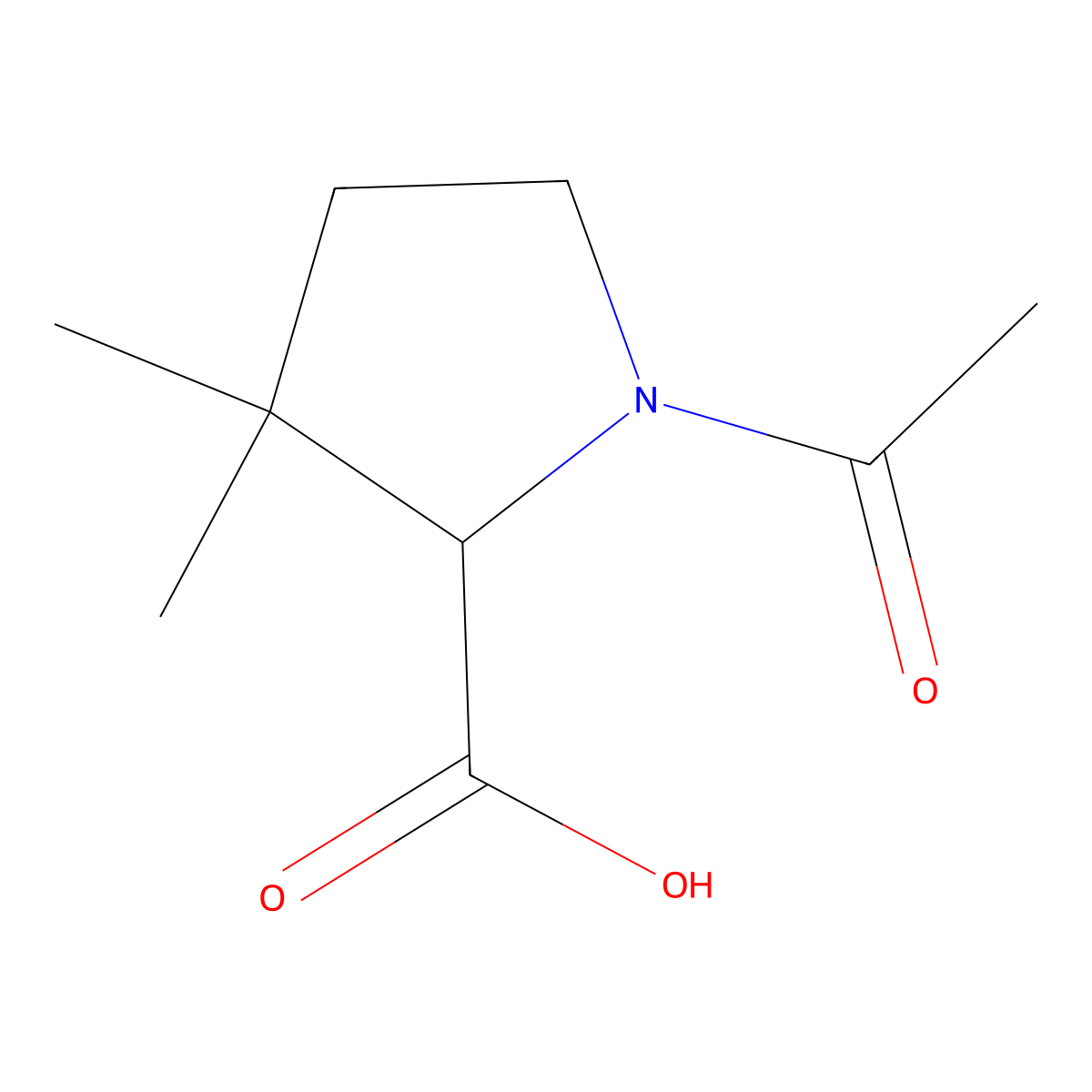 1-Acetyl-3,3-dimethylpyrrolidine-2-carboxylic acid molecular structure, CAS 2168780-88-7