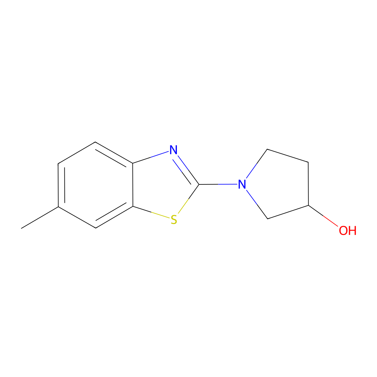 1-(6-Methyl-1,3-benzothiazol-2-yl)pyrrolidin-3-ol molecular structure, CAS 2168790-97-2