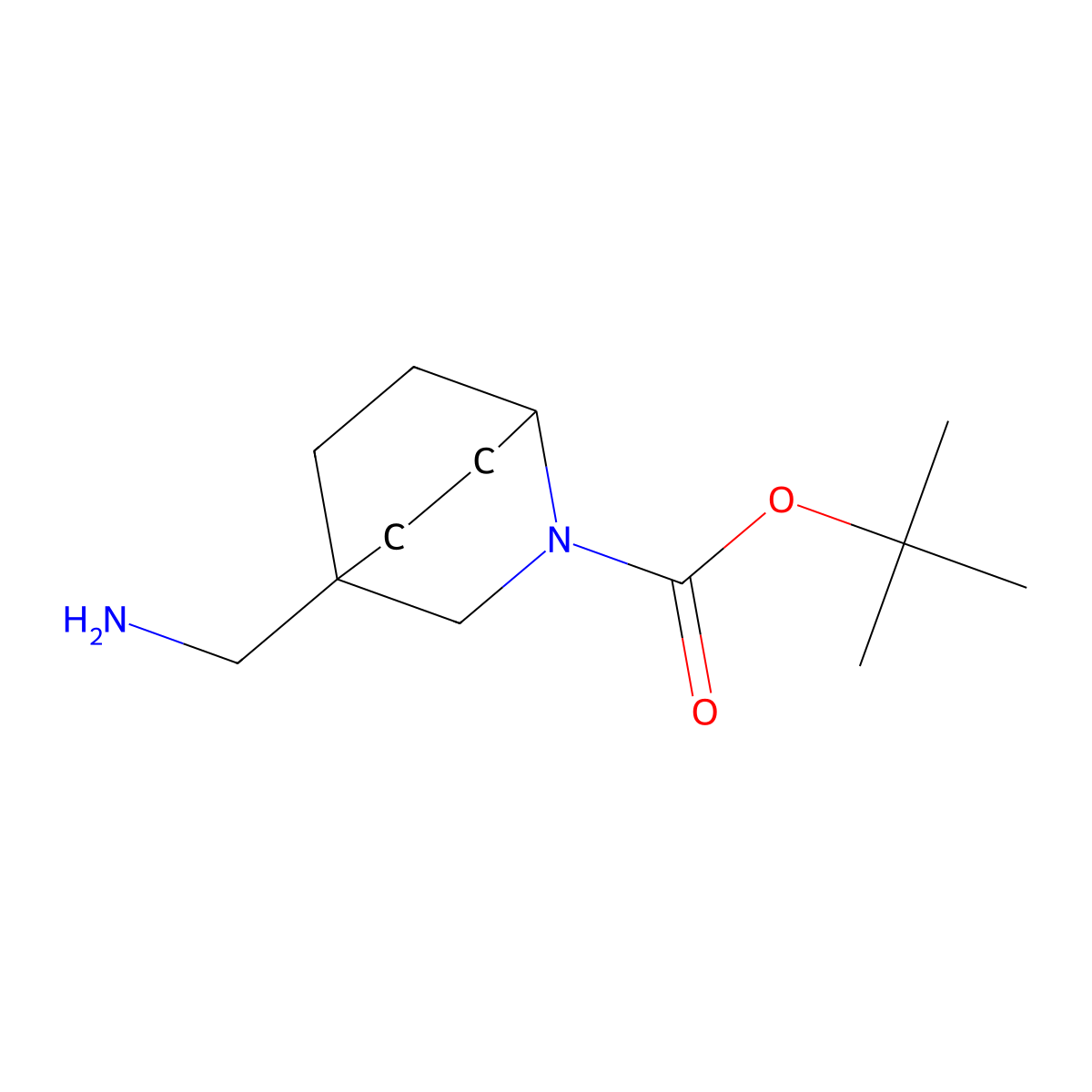 Tert-butyl 4-(aminomethyl)-2-azabicyclo[2.2.2]octane-2-carboxylate molecular structure, CAS 2168794-27-0