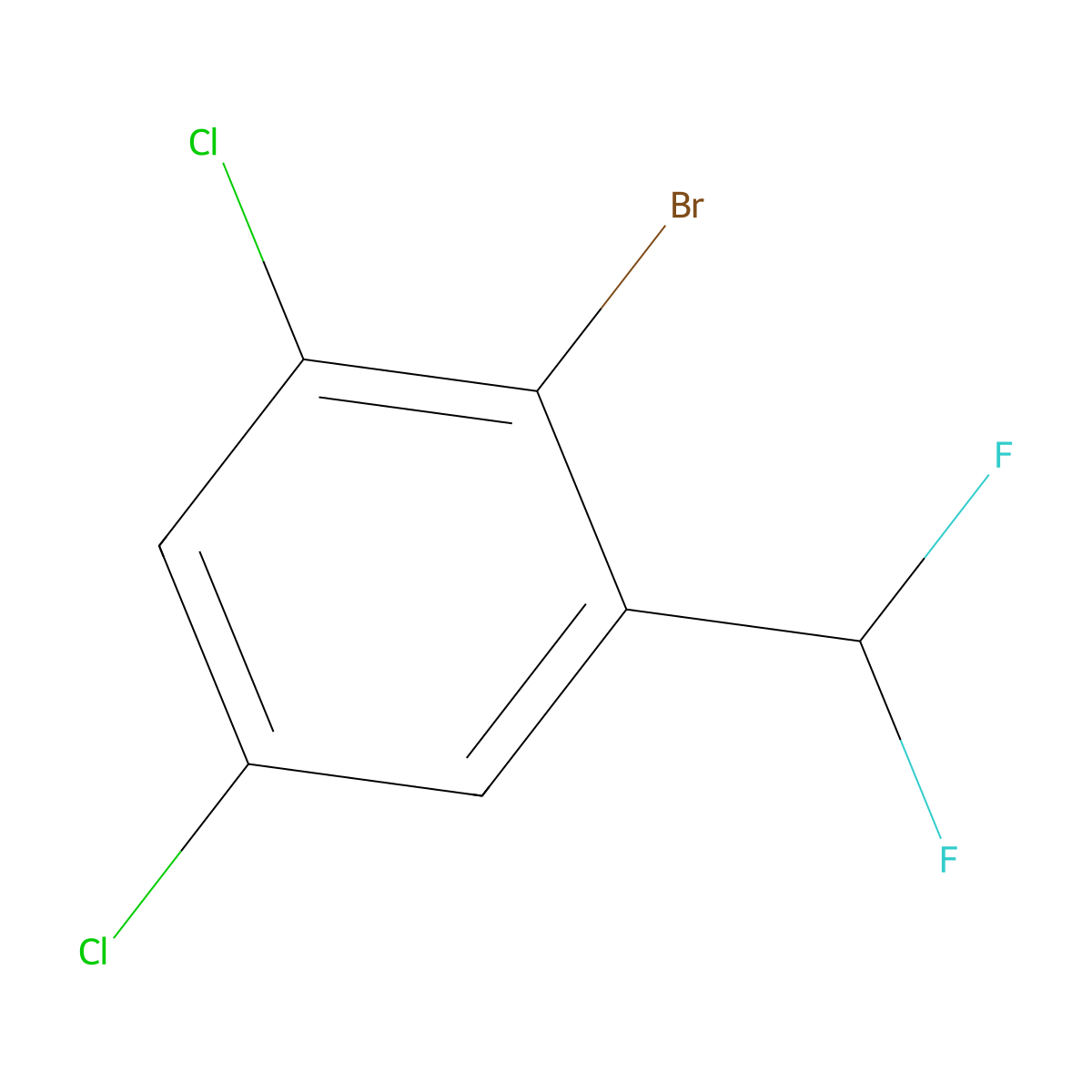 2-Bromo-1,5-dichloro-3-(difluoromethyl)benzene molecular structure, CAS 2168796-20-9