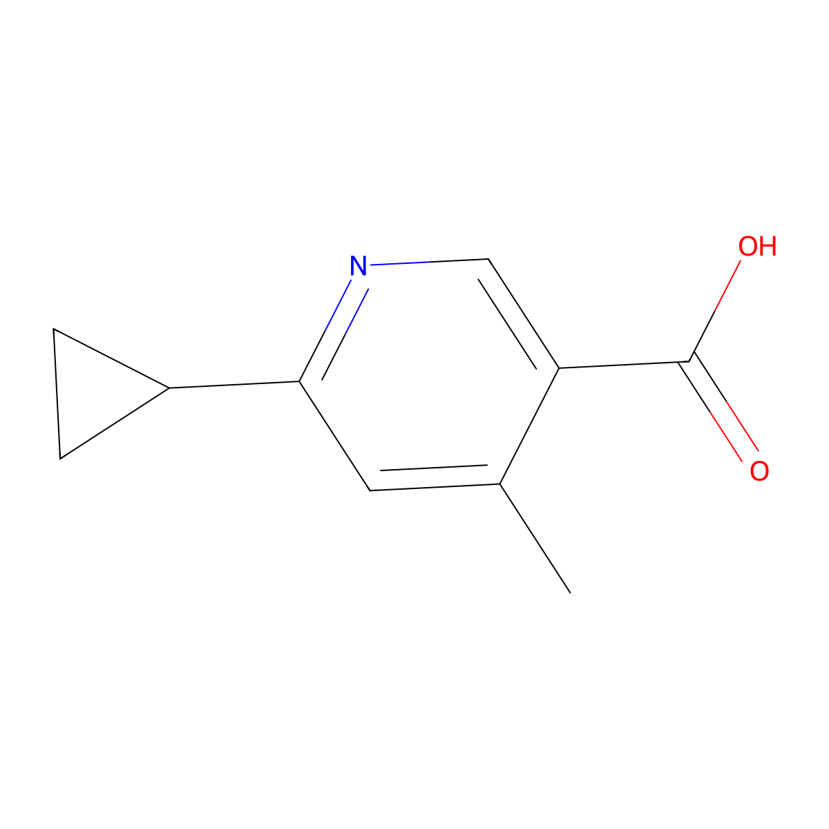 6-Cyclopropyl-4-methylpyridine-3-carboxylic acid molecular structure, CAS 2168799-10-6