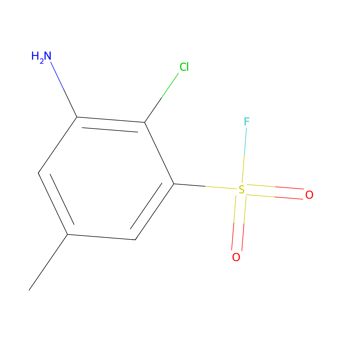 3-Amino-2-chloro-5-methylbenzene-1-sulfonyl fluoride molecular structure, CAS 2168799-15-1