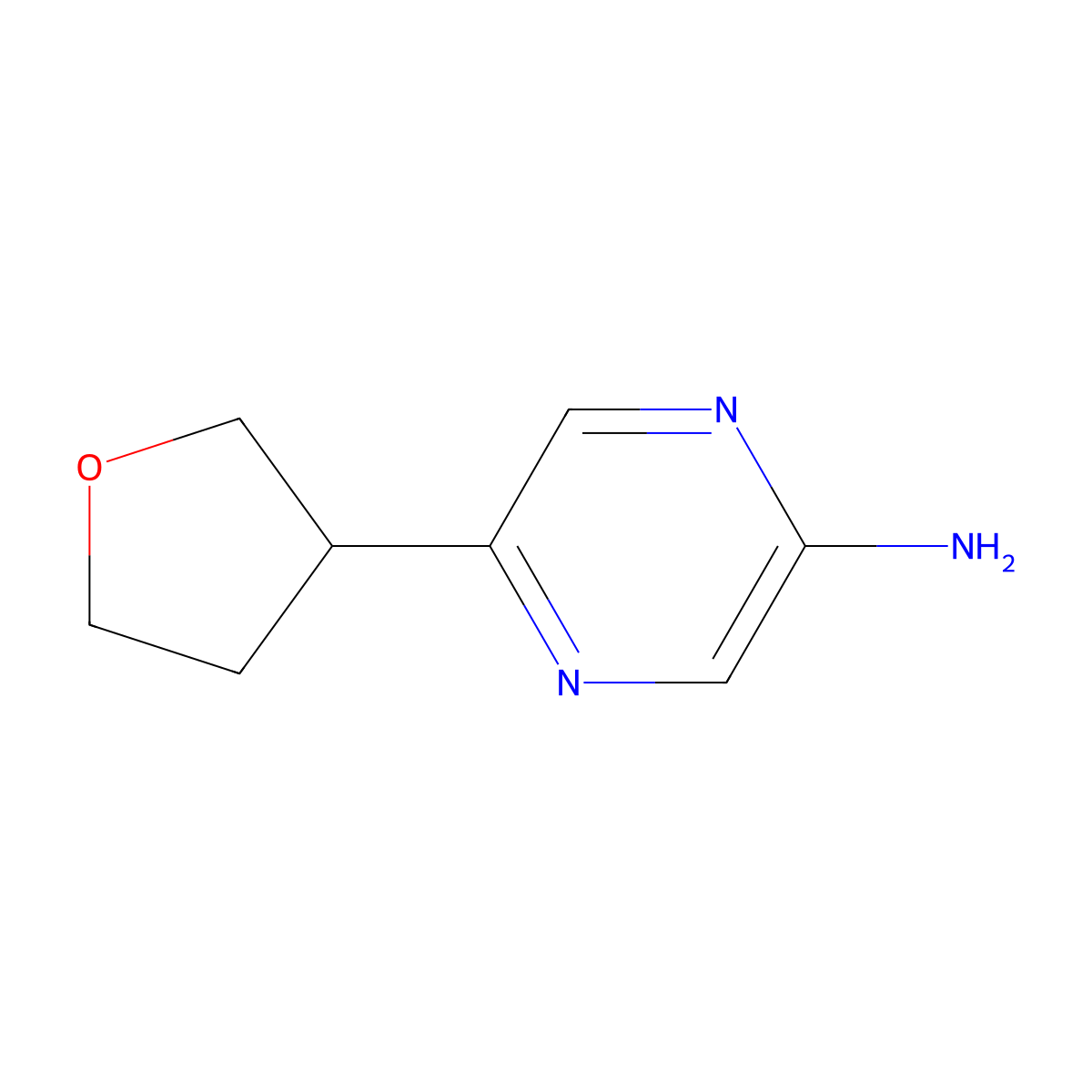 5-(Tetrahydrofuran-3-yl)pyrazin-2-amine molecular structure, CAS 2168801-31-6