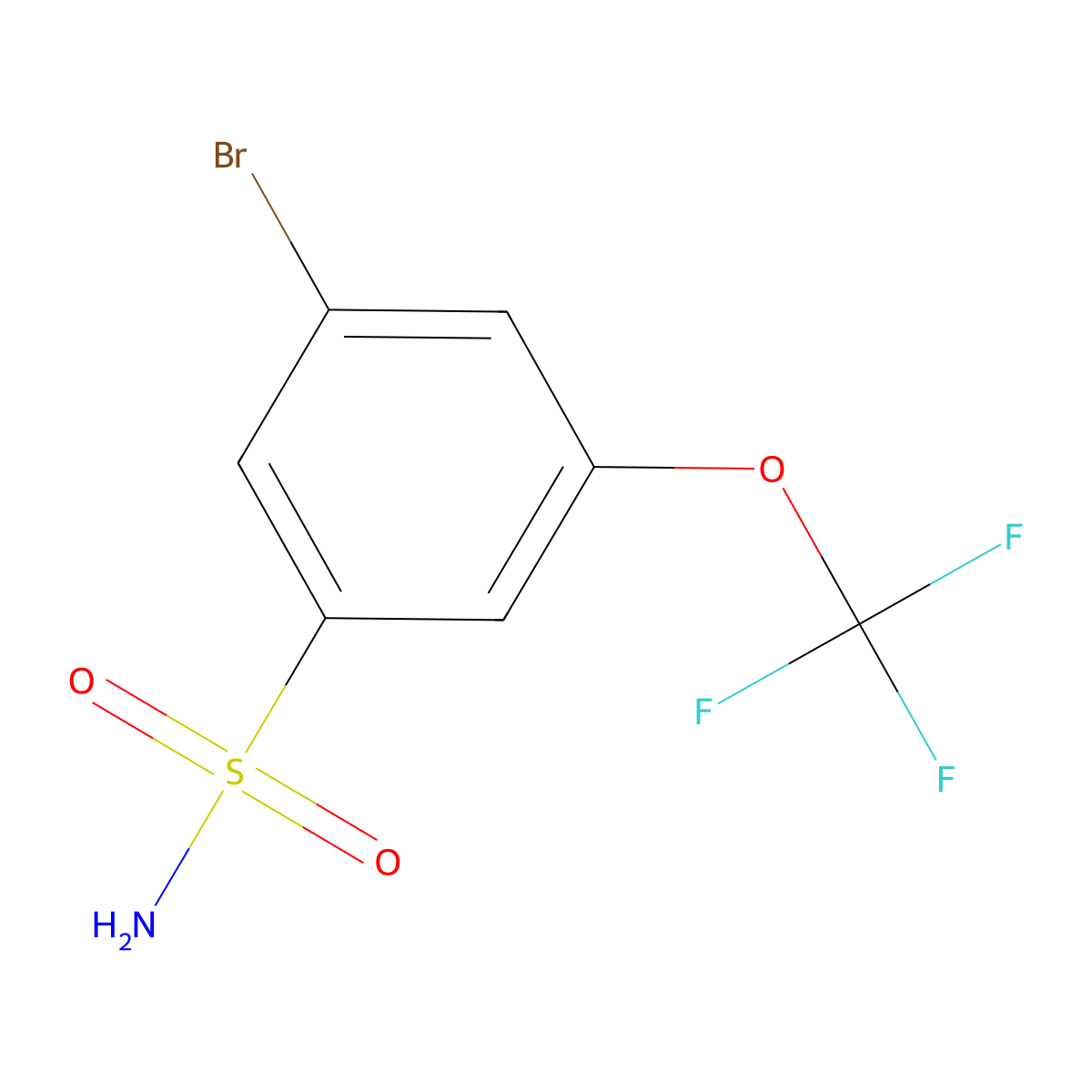 3-Bromo-5-(trifluoromethoxy)benzene-1-sulfonamide molecular structure, CAS 2168804-10-0