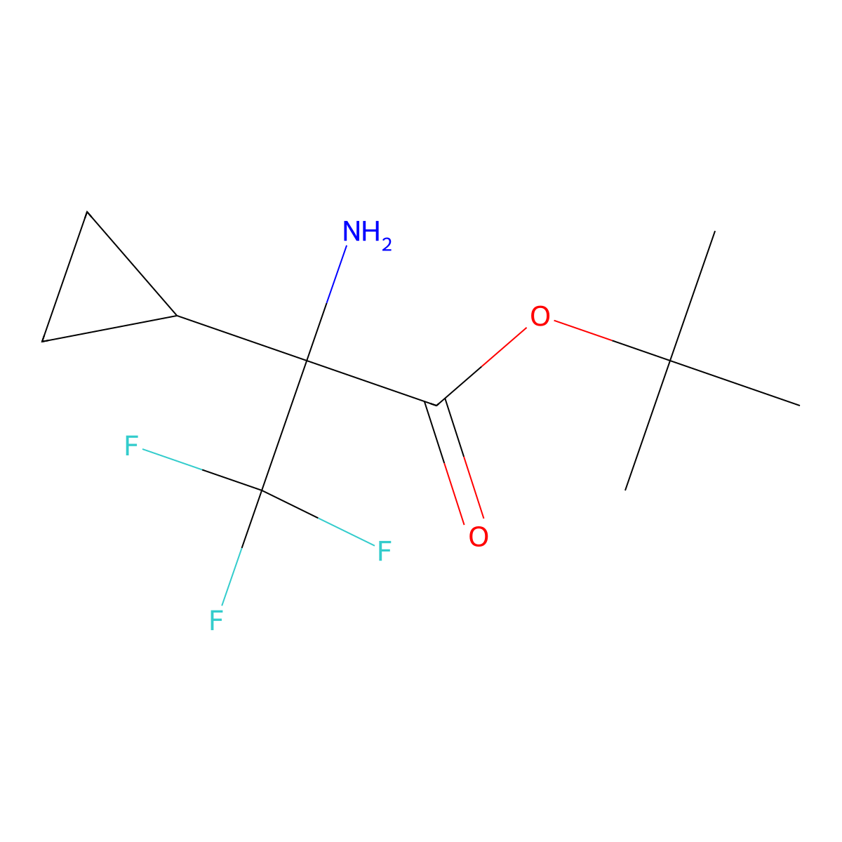 Tert-butyl 2-amino-2-cyclopropyl-3,3,3-trifluoropropanoate molecular structure, CAS 2168809-35-4