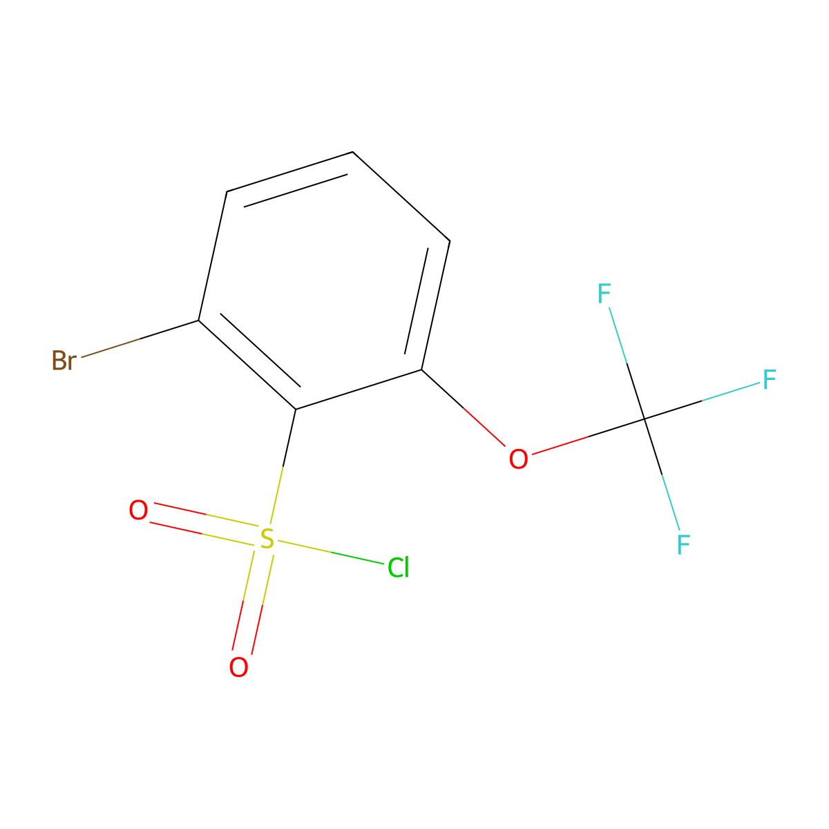 2-Bromo-6-(trifluoromethoxy)benzene-1-sulfonyl chloride molecular structure, CAS 2168812-38-0