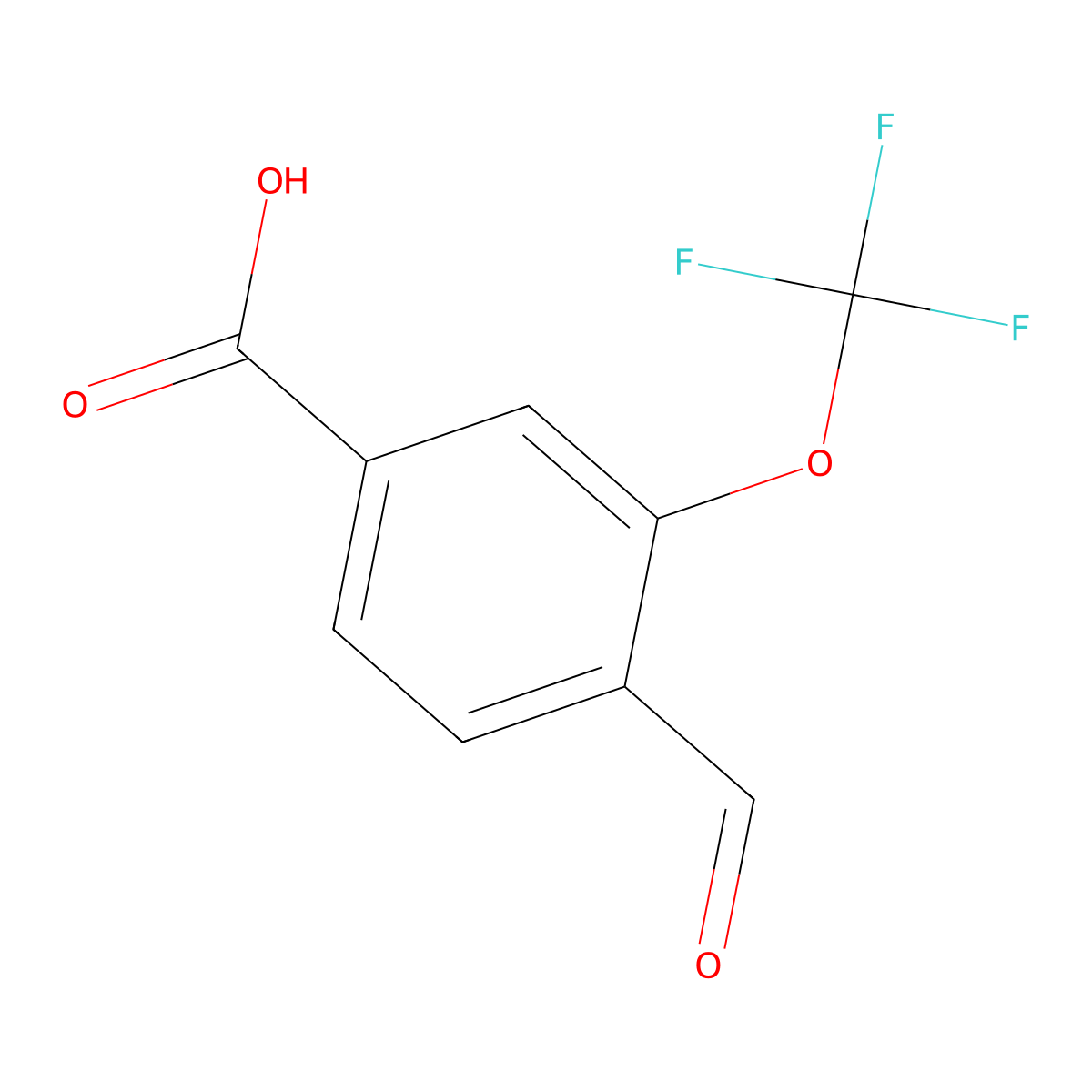 4-Formyl-3-(trifluoromethoxy)benzoic acid molecular structure, CAS 2168813-13-4