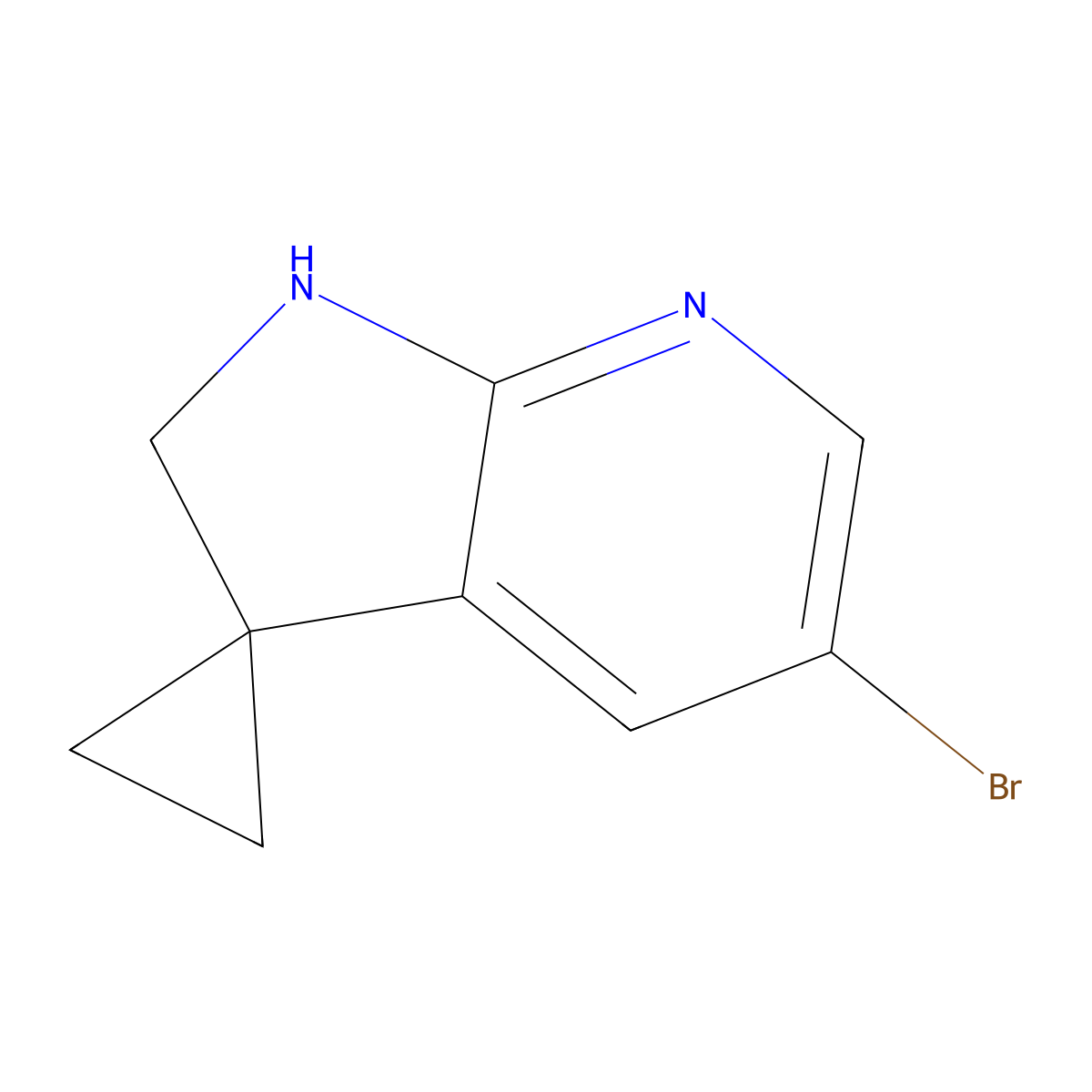 5'-Bromo-1',2'-dihydrospiro[cyclopropane-1,3'-pyrrolo[2,3-b]pyridine] molecular structure, CAS 2168819-46-1
