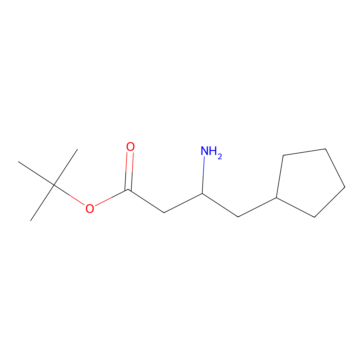 Tert-butyl 3-amino-4-cyclopentylbutanoate molecular structure, CAS 2168824-29-9