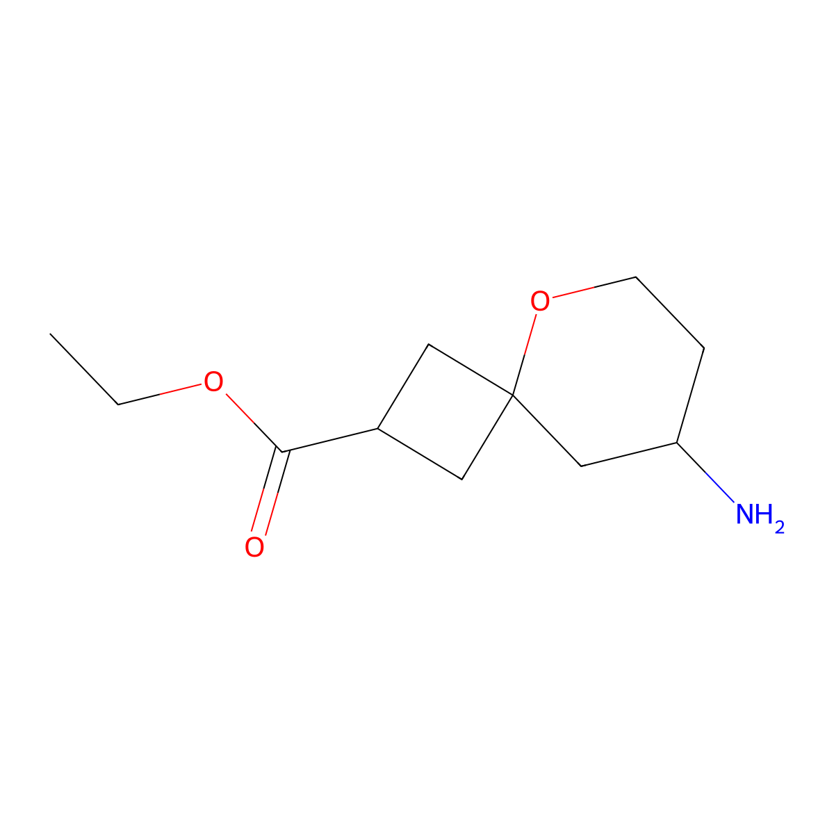 Ethyl 8-amino-5-oxaspiro[3.5]nonane-2-carboxylate molecular structure, CAS 2168828-12-2